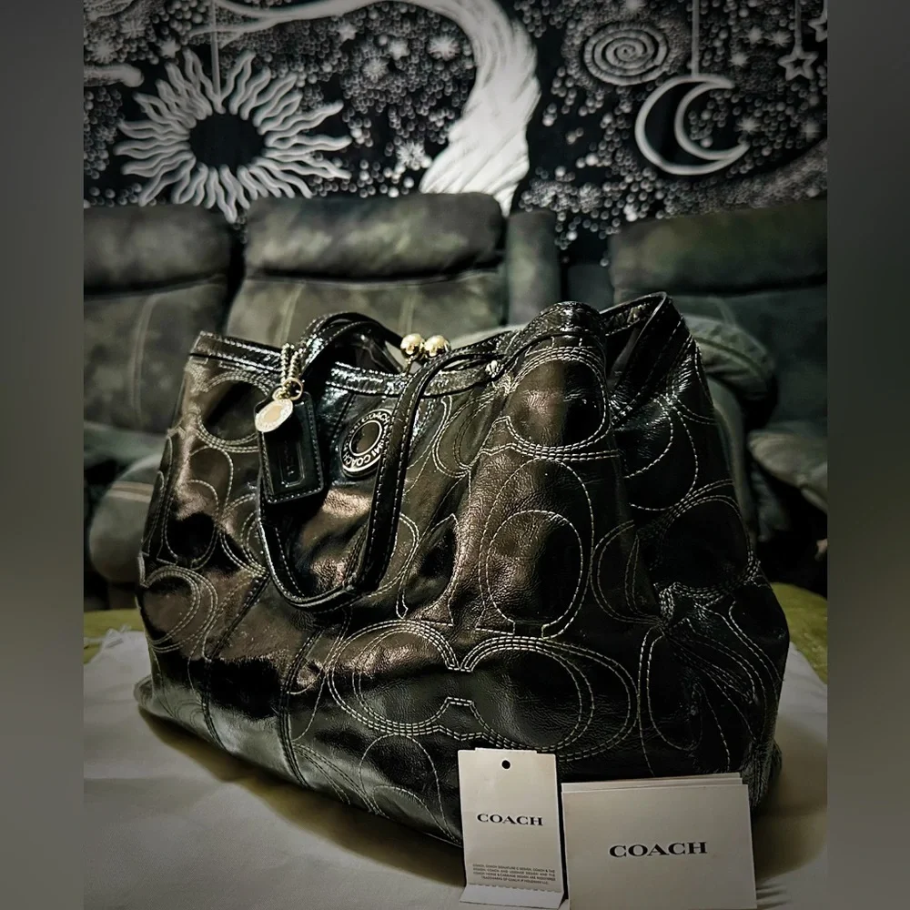 Vintage Y2K style Coach Black Signature Shoulder Bag ❌70%OFF SALE❌ - Picture 8 of 17